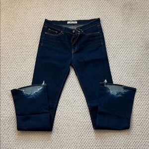 J Brand Dark Blue Jeans with distressed hem - size 31